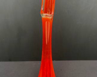 Vtg. Flame Glass Orange Vase