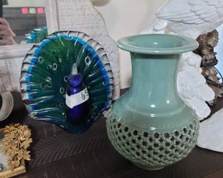 Glass Peacock, Korean Vase