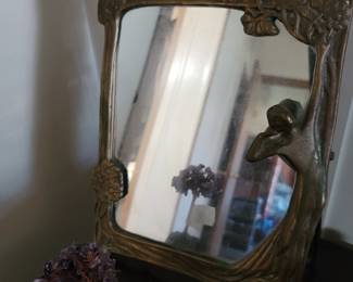 1940's Brass Table Mirror