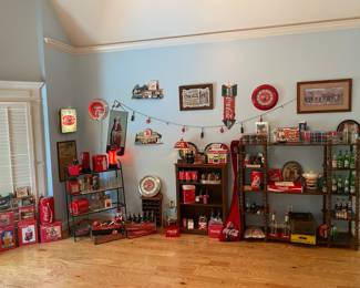 The beginnings of a room full of Coke and soft drink memorabilia.