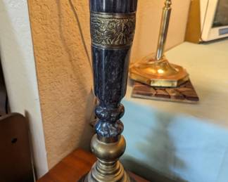 Pair of 1950s Bronze & marble column table lamps ret: $2800 wow. Come by to see our price