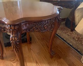 Set of two Montelbano solid carved wood end tables MESSAGE sender for early pick ups 