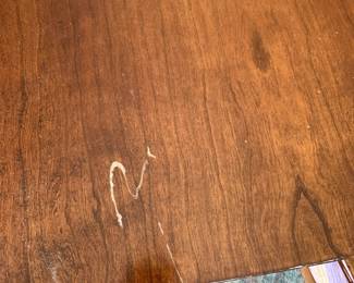 #98	Wood Oval Table w/3 leaves & 4 chairs (1 captains chair) 65-94x44x29 (as is table top finish)	 $125.00 			
