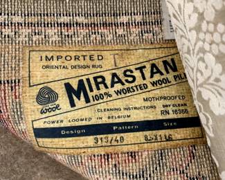 #15	Machine Made Green/Cream/Navy Area Rug - Mirastan 100% Wool - Made in Belgium - 8'x10'	 $200.00 			
