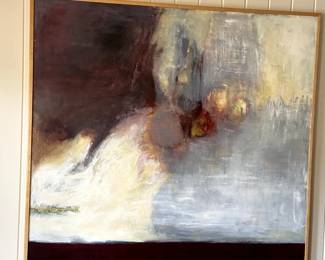 #274	Anglia Nix artist abstract original painting in burgundy, cream and gray 61x61 inches framed 	 $500.00 			
