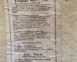 #10	Hand-knotted Kingsley House Rug - 2x6  100% Virgin Wool 	 $100.00 			
#11	Hand-knotted Kingsley House Rug - 2x6  100% Virgin Wool 	 $100.00 			
