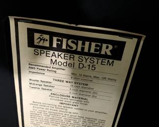 #248	Fisher Speakers Model D15 18x14x29	 $60.00 			
