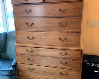 #18	Wood Tall Chest of 8 Drawers - 46x23x38-72  (top 5 drawers separate piece)	 $375.00 			
