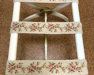 #71	White/Gold Painted Needlepoint Luggage Rack	 $30.00 			
