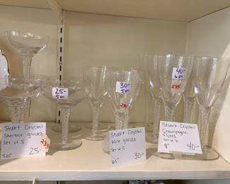 #233	Stuart Crystal Sherbet Glasses Set of 5	 $25.00 			
#234	Stuart 6.5" Crystal Wine Glasses Set of 5	 $30.00 			
#235	Stuart 8" Crystal Wine Glasses Set of 6	 $40.00 			
