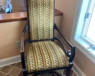 #4	Antique Wood Size Chair w/mustard/olive Velvet	 $75.00 			
