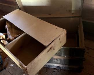 #180	trunk with tray 35x21x23 brown 	 $30.00 			
