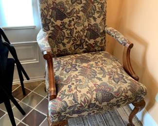 #19	Tapestry Covered Seat Back and Arm Side Chair w/ball & Claw Feet	 $100.00 			
