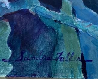 #277	Sandra Fuller Artist original painting of Iris in pink, purple blue green 59wx49t frameless	 $500.00 	
