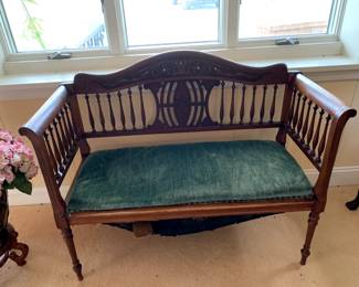 #45	Wood Bench (Straps & Bottom need replacement - w/spindle - 44" Wide	 $75.00 			
