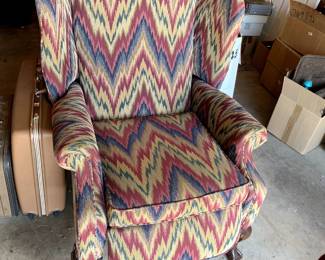 #135	Flame Stitch Fabric w/ Ball and Claw Feet Recliner	 $45.00 			

