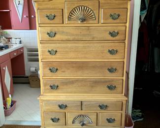 #73	Hi-/Boy Wood Chest of 11 Drawers  - Pecan q/ball & Claw Feet - 32x19x76	 $175.00 			
