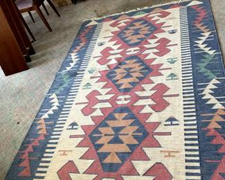 #101	Dhurrie Rug - Blue/Red/Cream - 60Wx96	 $65.00 			
