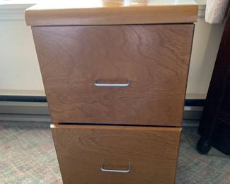 #122	Waterfall Front Wood 2 Drawer Filing Cabinet 16x16x28	 $75.00 			

