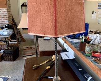 #112	Heavy Brass Base Lamp - 33" tall	 $75.00 			
