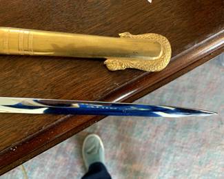 #108	Vintage USN Gecko - made in Germany Officers Dress Sword w/tassels 	 $150.00 			
