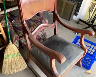 #134	Antique Wood Rocker (as is leather seat)	 $65.00 			
