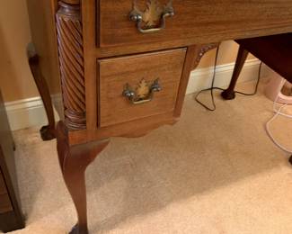 #56	Wood Writing Desk w/3 drawers w/ball & Claw Feet (as is finish) 36x20x29.5	 $175.00 			
