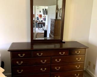 #120	Dresser w/ Beveled Mirror 9 Drawer 61x20x34, Mirror 30x52	 $175.00 			
