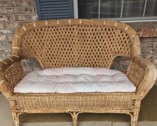 Wicker patio bench