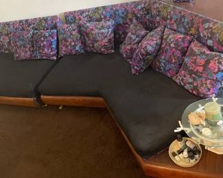 Vintage sectional couch with built in tables