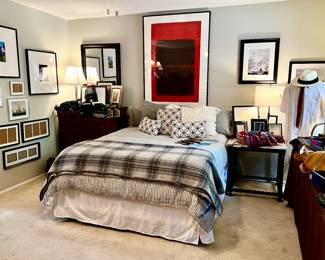 MASTER BEDROOM WITH ART, POTTERY BARN BEDDING, AND WONDERFUL MEN'S CLOTHES!