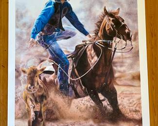 Houston Livestock Show School Rodeo Art 2020 Reserve Grand Champion Signed Numbered Print “Roped In” by Amaris Shi