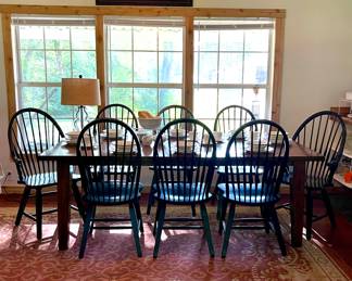 Solid Wood Farmhouse Dining Table with 8 Chairs