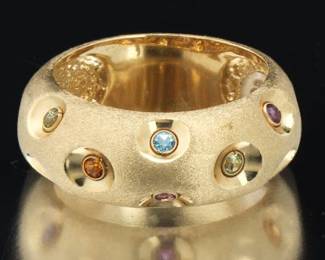Ladies Italian Gold and Gem Stones Band 