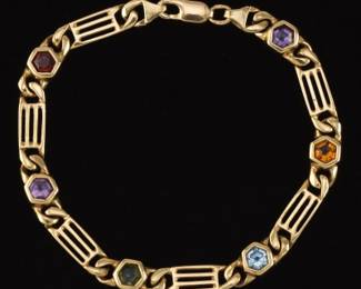 Ladies Vintage Gold and Gem Stones Bracelet 