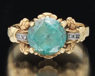 Ladies Zircon and Diamond Ring 