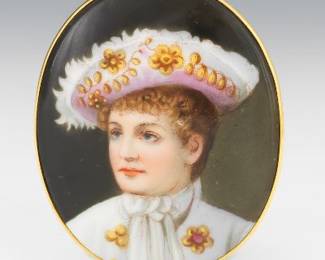 Painted Ceramic Portrait Pendant