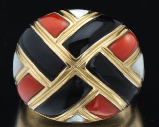 Ladies Vintage Gold and Gem Stones Dome Ring 