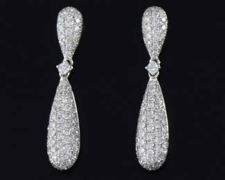 Ladies Pair of Gold and Diamond Teardrop Earrings 