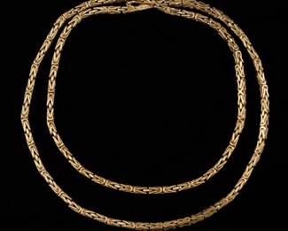 Vintage Italian Gold Byzantine Square Chain Necklace 