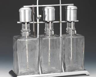 Chrome and Etched Glass Tantalus Set