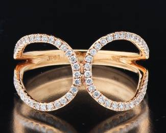 Ladies Gold and Diamond Scroll Eternity Ring 