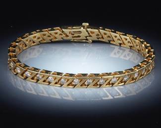 Ladies Gold and Diamond Tennis Bracelet 