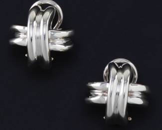 Tiffany Co. Pair of Sterling Silver X Earrings 