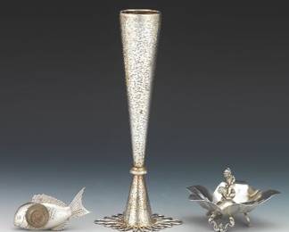 A Group of Novelty Silver Tabletop Items 
