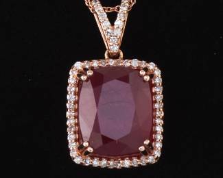 EFFY Italian Gold, Ruby and Diamond Pendant on Chain, in Box 