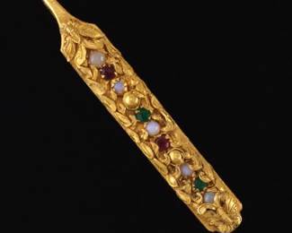 Chinese High Karat Gold and Gemstone Pendant 