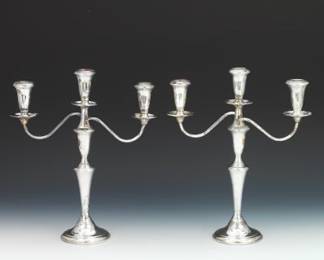 A Pair of Reed and Barton Sterling Silver Interchangeable Candelabra 