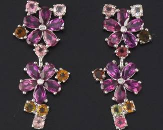 A Pair of Purple Tourmaline and Cintrine Earrings 