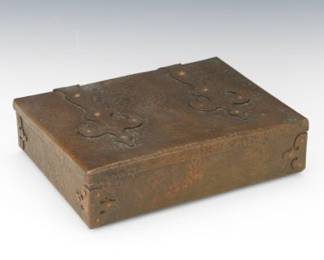 Arts Crafts Hammered Bronze Mix Metals Casket 